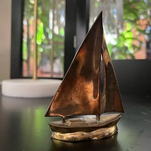 Vintage | Brass Paperweight Sailboat